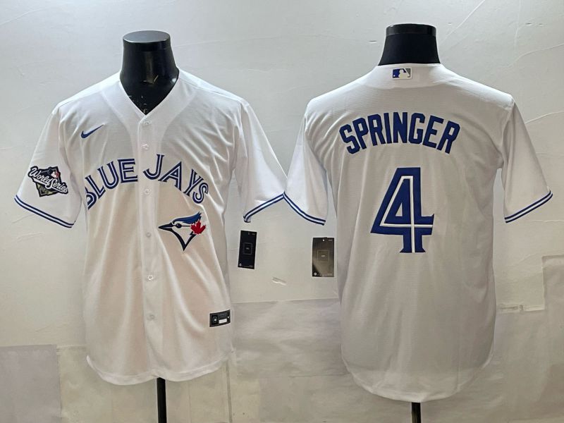 Men 2025 Toronto Blue Jays #4 Springer White Game Nike MLB Jersey style 02